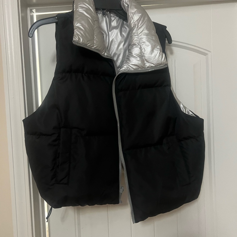 Reversible Black and Silver Puffer Vest